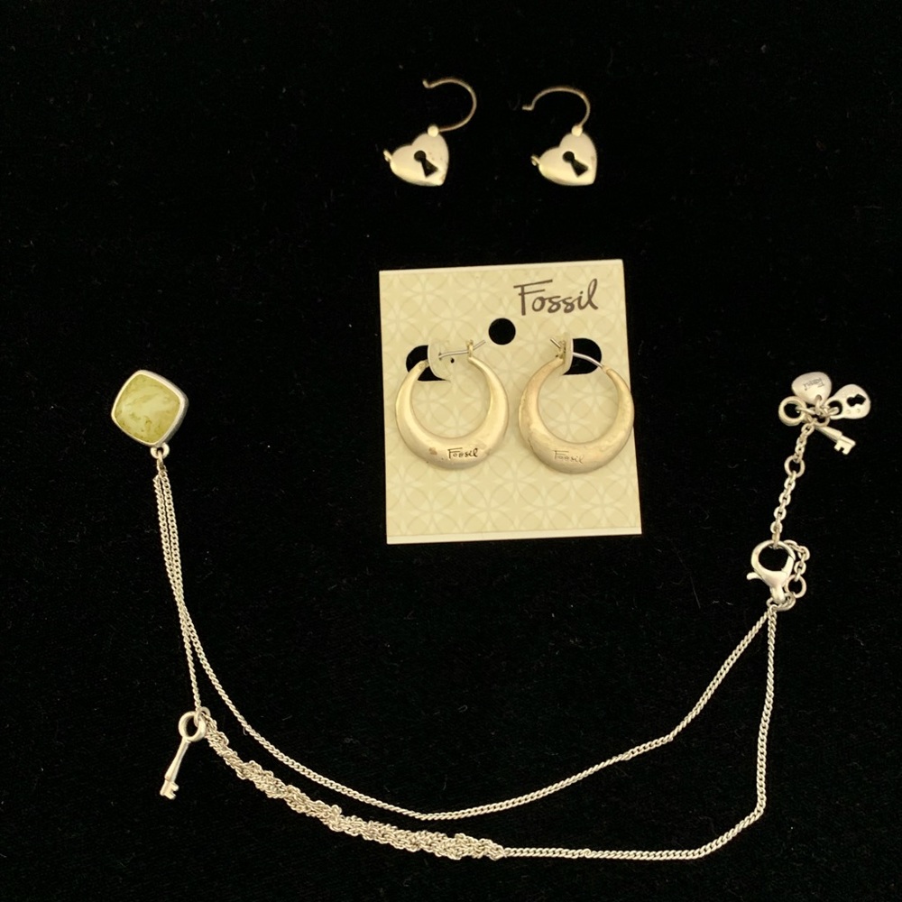 Fossil earrings and necklace